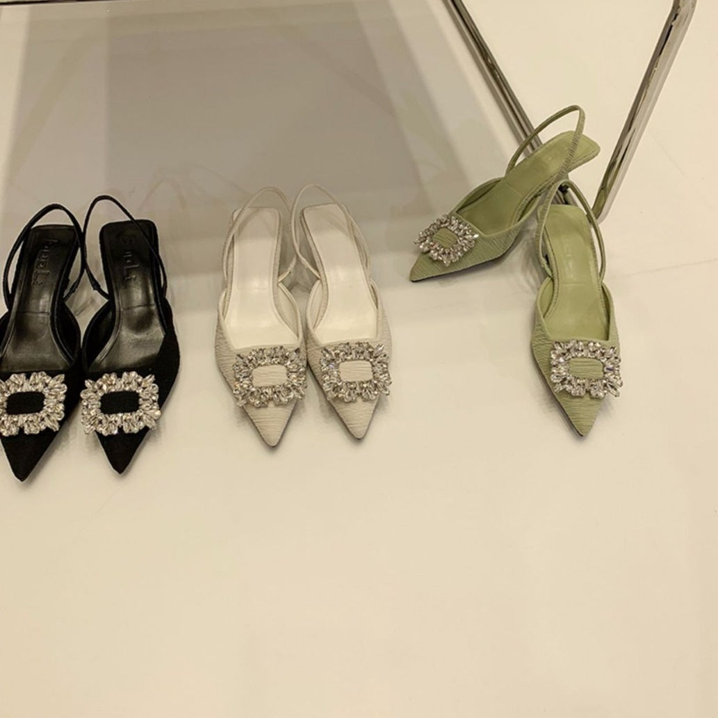 Damen Slingback-Pumps mit glänzenden Zierstein-Applikationen Nord Taschen
