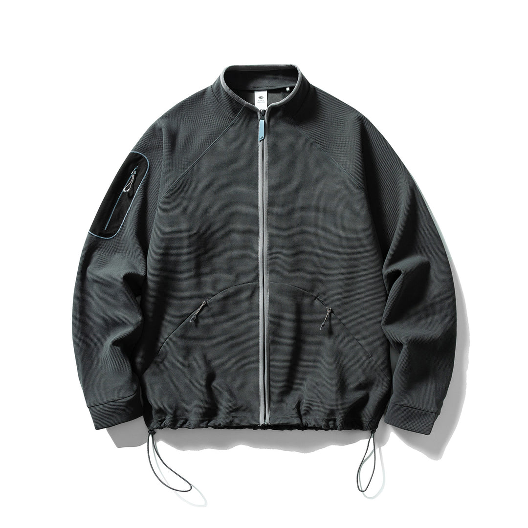 Unisex Struktur-Fleecejacke mit Reißverschluss, Ärmeltasche und Kordelzug Nord Taschen