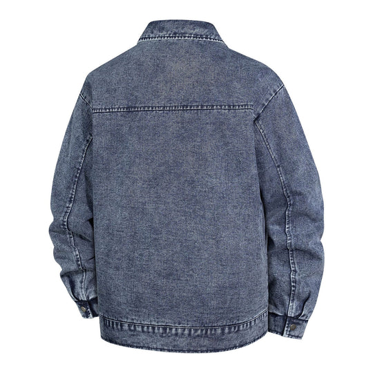 Herren Oversized Jeansjacke mit Stonewash-Effekt und aufgesetzten Taschen Nord Taschen