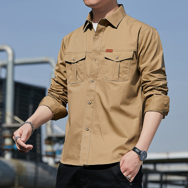 Herren leichtes Utility-Overshirt aus Baumwoll-Canvas mit Brustpattentaschen Nord Taschen