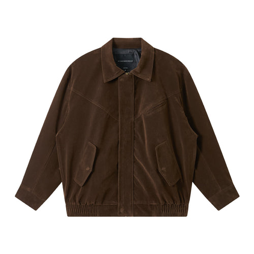 Herren Kurz geschnittener Wildlederoptik Blouson mit elastischem Saum und Pattentaschen Nord Taschen