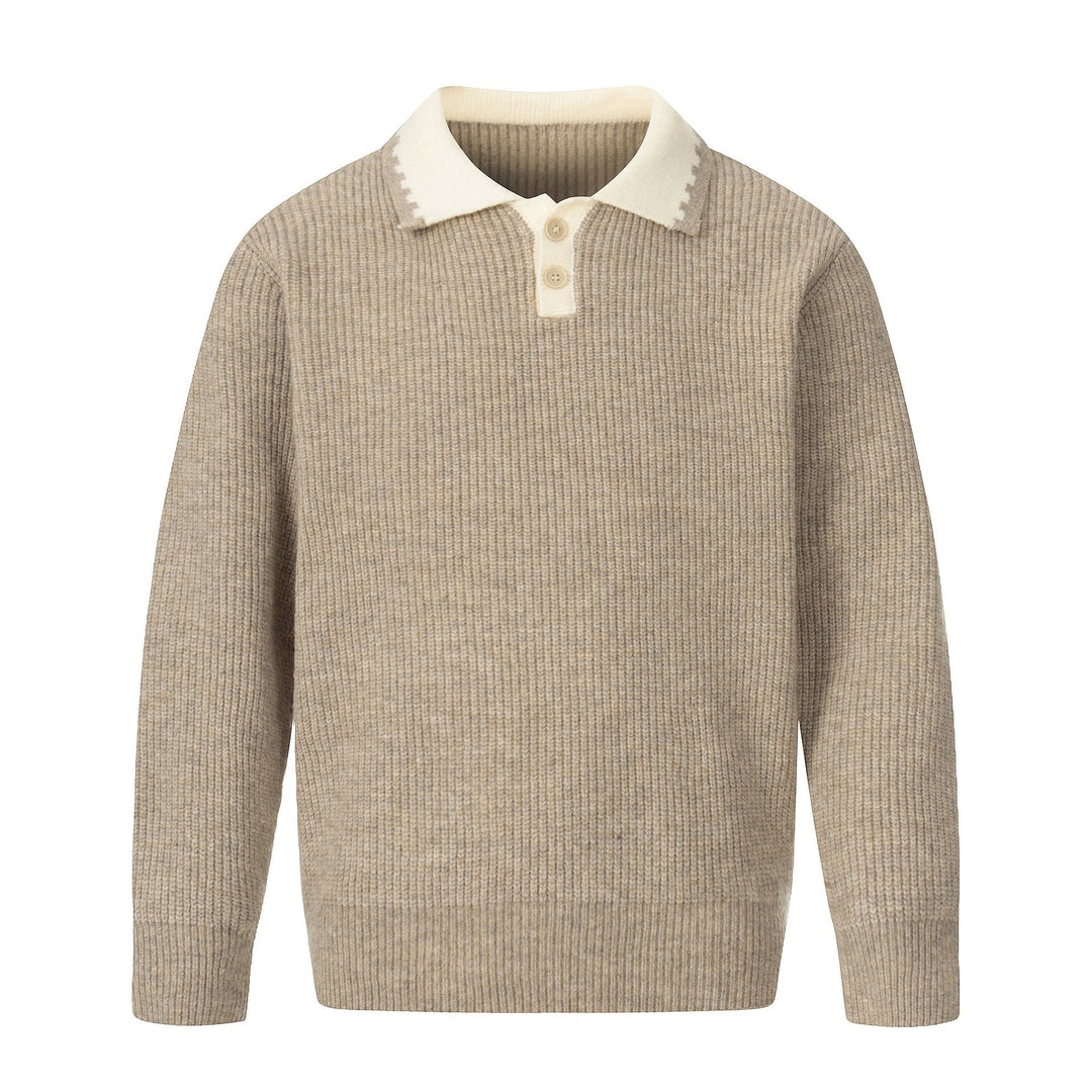 Herren Grobstrick-Polopullover mit Kontrastkragen und Halbknopfleiste Nord Taschen