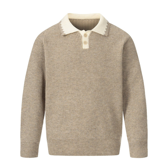 Herren Grobstrick-Polopullover mit Kontrastkragen und Halbknopfleiste Nord Taschen