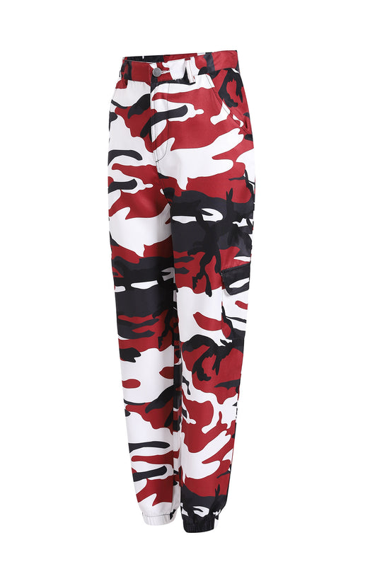 Damen Cargo-Jogginghose mit Camouflage-Muster und elastischen Bündchen Nord Taschen