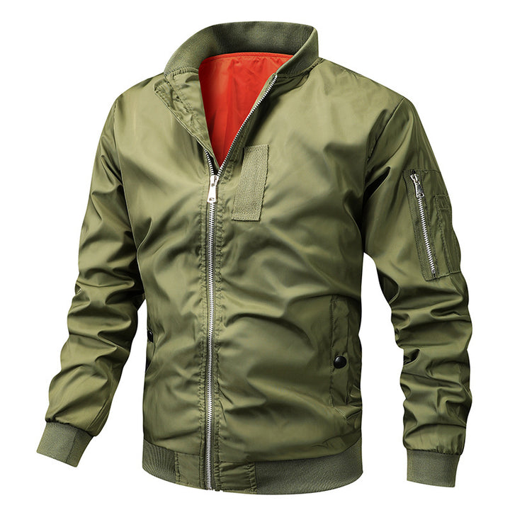 Herren  klassische Piloten-Bomberjacke mit kontrastierendem Innenfutter, Ärmel-Reißverschlusstasche und elastischen Bündchen Nord Taschen