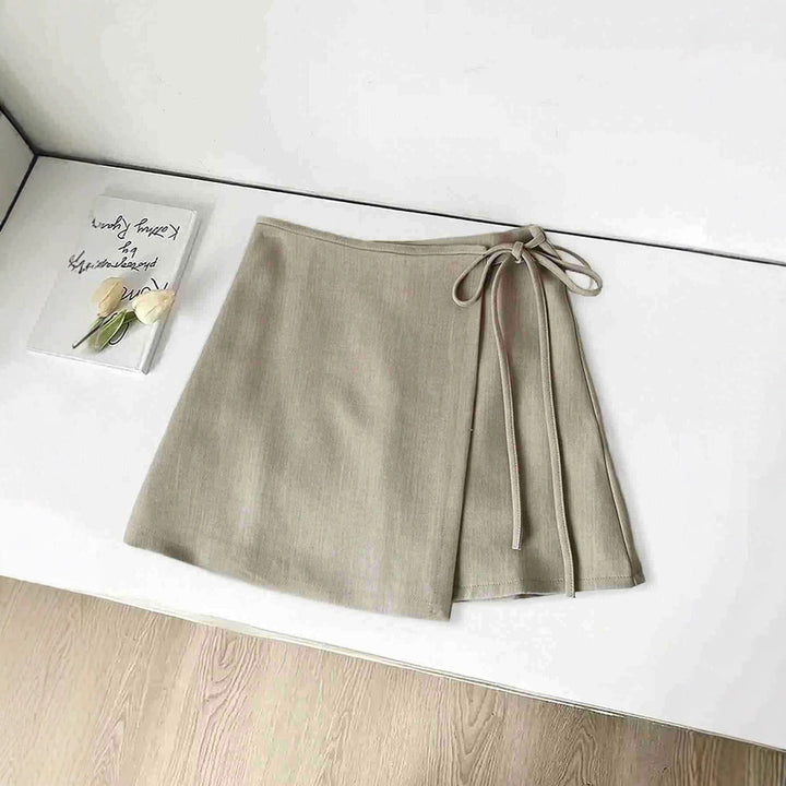 Damen Wickelrock aus hochwertigem Leinenstoff mit eleganter Schleifenbindung
