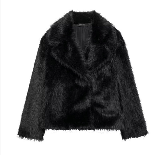 Damen 100+ kurze Kunstfelljacke mit Reverskragen, weichem Teddyfell und verdeckter Druckknopfleiste Nord Taschen