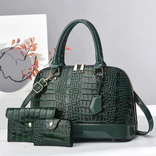 Damen elegante Handtasche mit luxuriöser Kroko-Prägung und abnehmbarer Clutch Nord Taschen