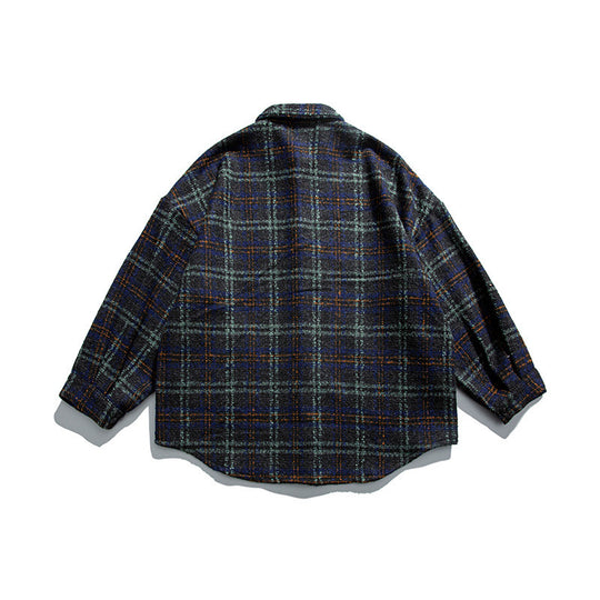 Unisex Bouclé-Karo Hemdjacke mit gesteppter Fütterung, abgerundetem Saum und Hemdkragen Nord Taschen