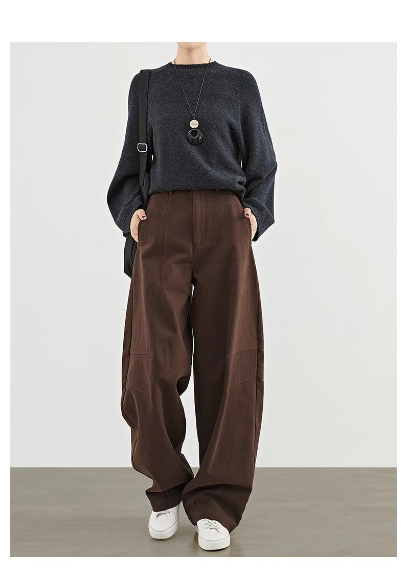 Damen Weite Highwaist-Bundfaltenhose im Cargo-Look mit extra weitem Bein Nord Taschen