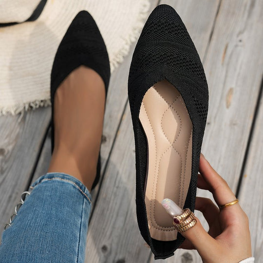 Damen Spitzer Ballerinas aus atmungsaktivem Strickmaterial mit flexibler Sohle - Vittorelli