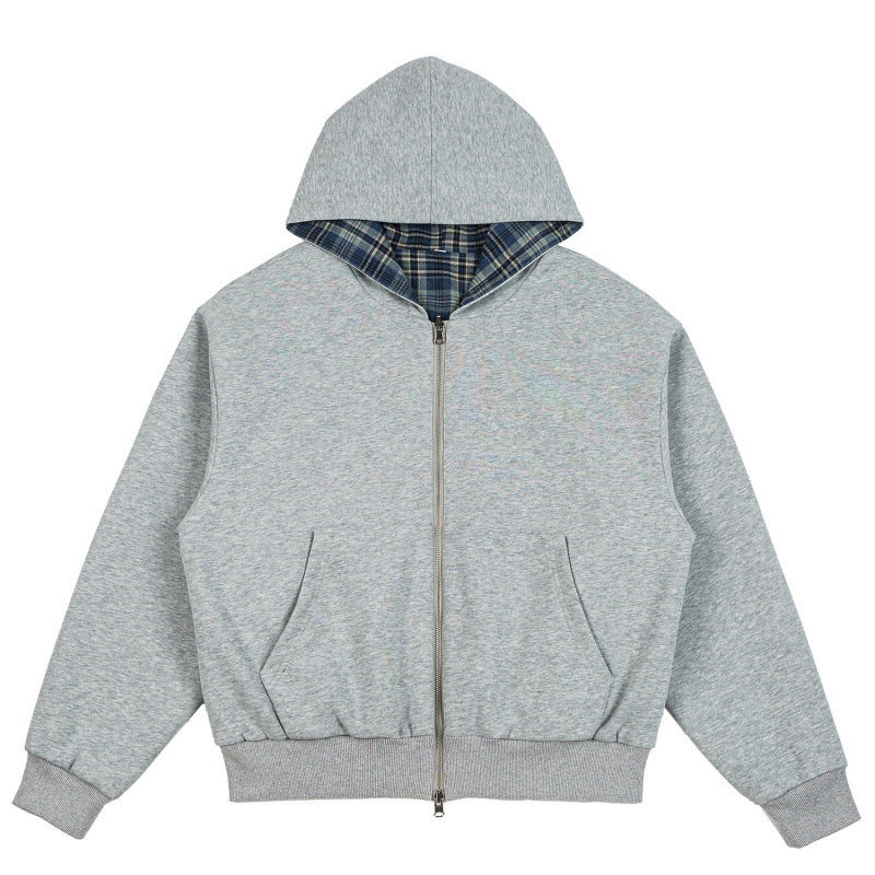 Unisex Gefütterte Kapuzen-Bomberjacke mit karierter Flanell-Innenfütterung und robustem Reißverschluss Nord Taschen