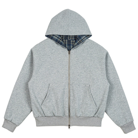 Unisex Gefütterte Kapuzen-Bomberjacke mit karierter Flanell-Innenfütterung und robustem Reißverschluss Nord Taschen