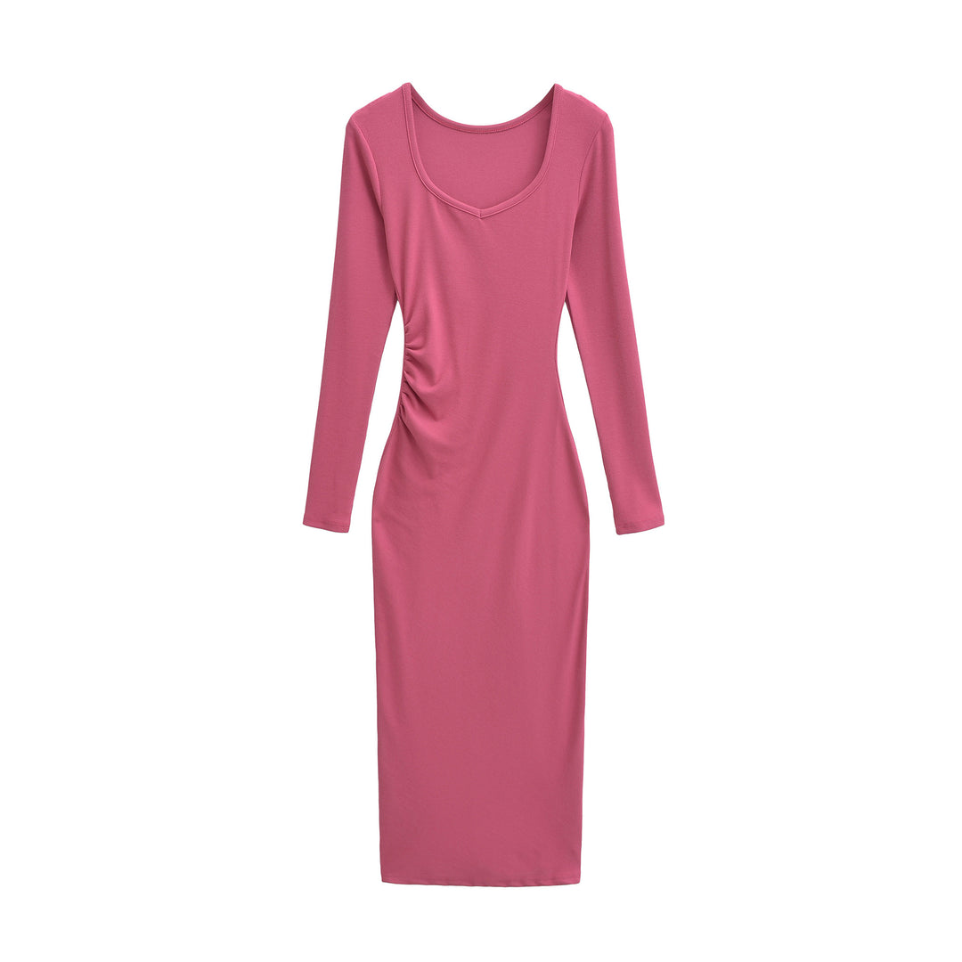 Damen Enganliegendes Midikleid mit seitlicher Raffung und doppeltem Ausschnitt Nord Taschen