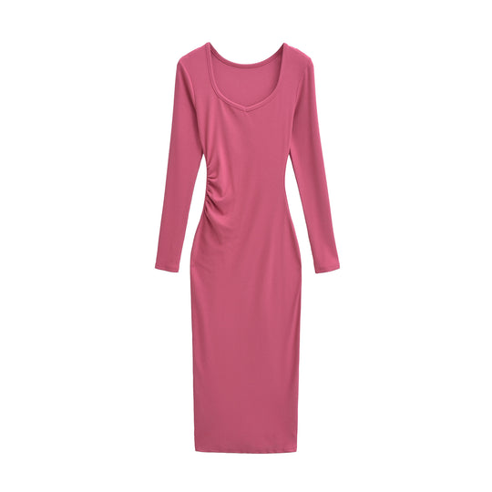 Damen Enganliegendes Midikleid mit seitlicher Raffung und doppeltem Ausschnitt Nord Taschen