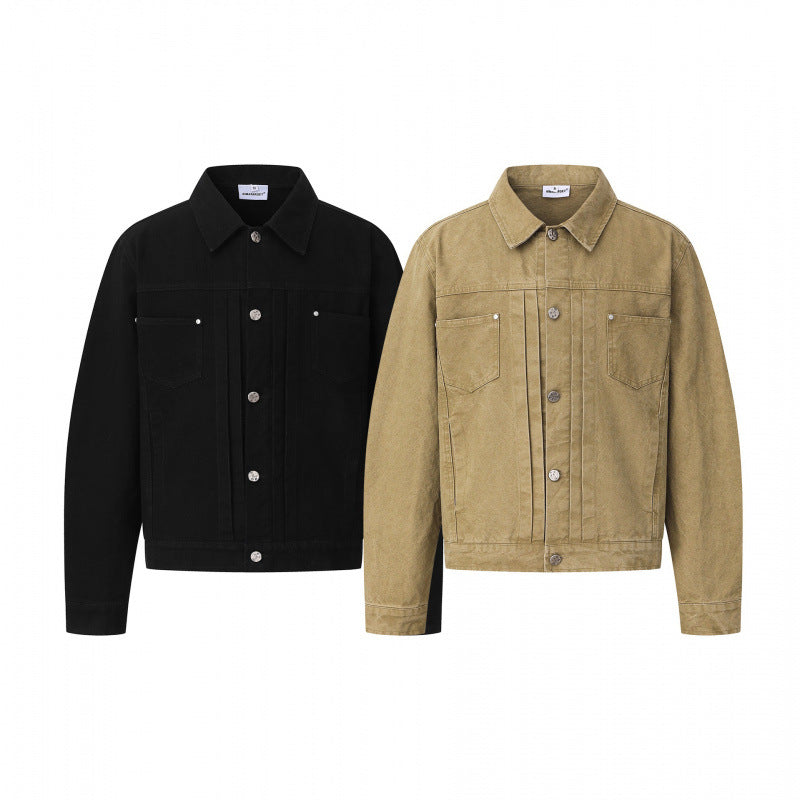 Unisex Boxy-Denimjacke im Worker‑Look mit Metallknopfleiste und Brusttaschen Nord Taschen