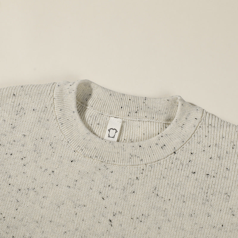 Unisex Großer Rundhals‑Strickpullover aus Mélange‑Garn mit abgesenkter Schulter Nord Taschen