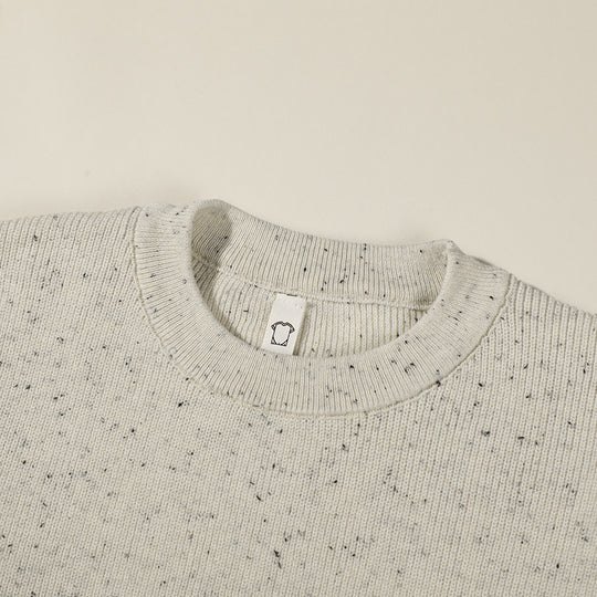 Unisex Großer Rundhals‑Strickpullover aus Mélange‑Garn mit abgesenkter Schulter Nord Taschen