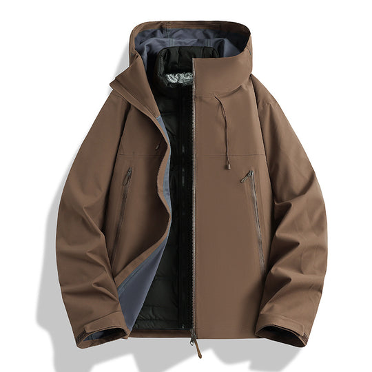 Herren Wasserdichte Softshell-Outdoorjacke mit verstellbarer Kapuze und atmungsaktiver Membran Nord Taschen