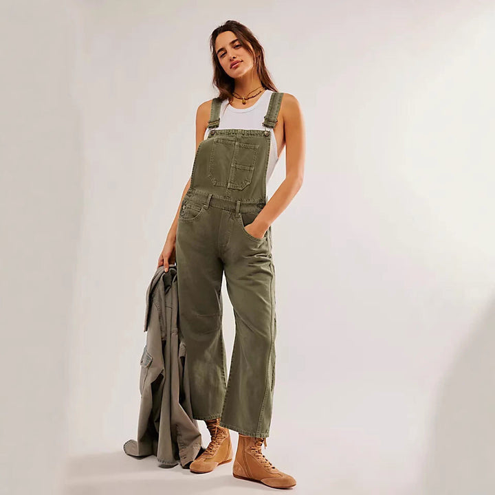 Damen lässige Denim-Latzhose im modernen Schnitt mit verstellbaren Trägern
