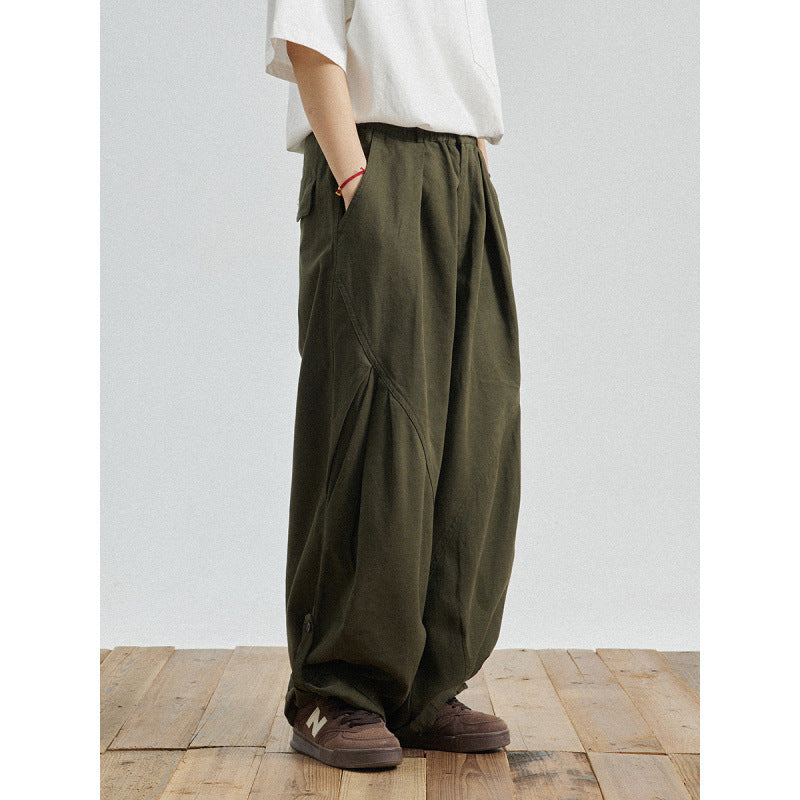 Herren Weite Baggy-Cargo-Hose mit Faltendetails und elastischem Bund Nord Taschen