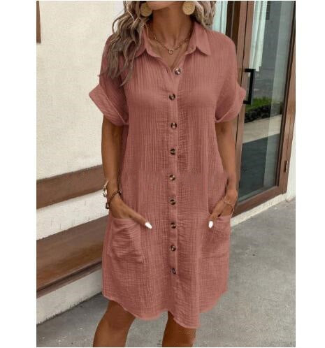 Damen Hemdkleid mit Knopfleiste und praktischen Taschen