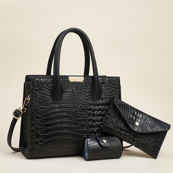 Damen elegante Handtasche im luxuriösen Kroko-Stil mit abnehmbarer Clutch Nord Taschen
