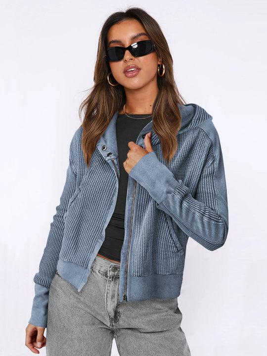 Damen Sportliche Kapuzenjacke aus strukturiertem Material