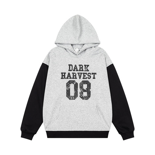 Damen Kapuzen-Sweatshirt im College-Style mit Kontrastärmeln, Kängurutasche und Vintage-Print Nord Taschen