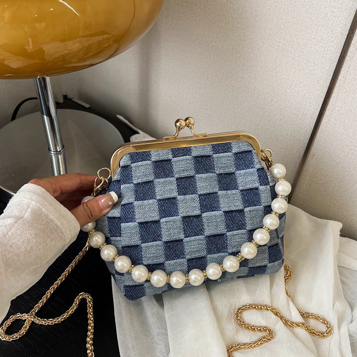 Damen elegante Beuteltasche mit Perlenschmuck Nord Taschen