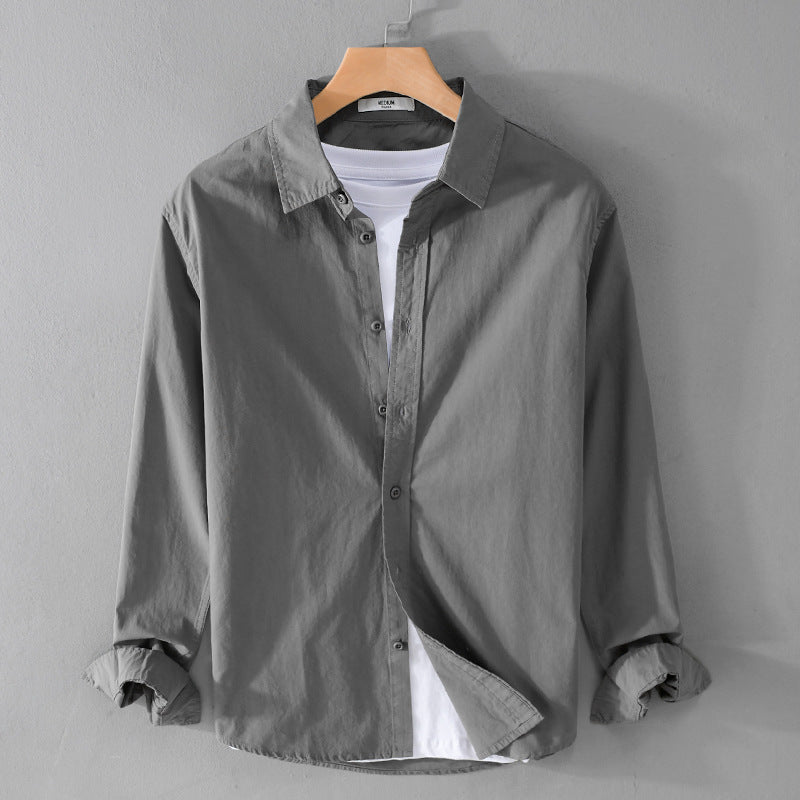Herren Hemdjacke aus Soft-Touch Baumwollmix mit Relaxed-Fit, leichter Crinkle-Optik und Kentkragen Nord Taschen