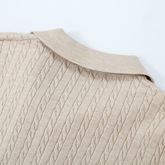 Damen Strickpullover mit Troyer‑Kragen und Zierkrawatte Nord Taschen