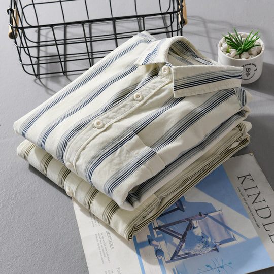 Herren Freizeithemd im Overshirt‑Stil aus leichtem Baumwollmix mit vertikalen Streifen Nord Taschen