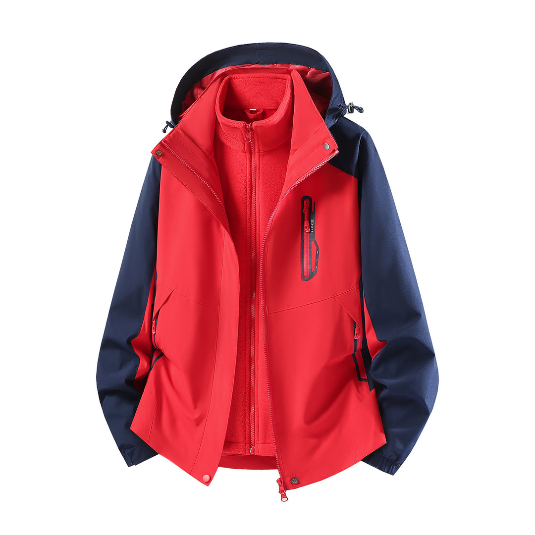 Damen wasserabweisende dreiteilige Outdoorjacke mit herausnehmbarer Fleece-Innenjacke, verstellbarer Kapuze und Reißverschlusstaschen Nord Taschen