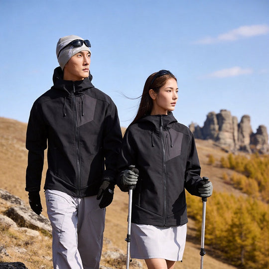 Herren Softshell-Trekkingjacke mit Kapuze atmungsaktiv winddicht dehnbar Nord Taschen