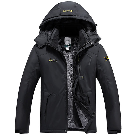 Herren technische Outdoor-Thermojacke mit abnehmbarer Kapuze, winddichter Außenschale und wärmender Fleece-Innenlage Nord Taschen