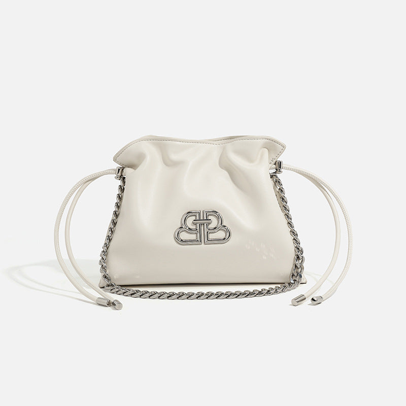 Damen Leder Umhängetasche mit stilvollem Kordelzug Nord Taschen