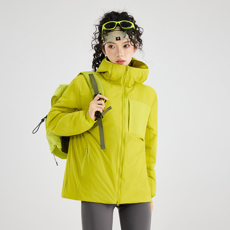Damen Isolierte Outdoor-Steppjacke mit Kapuze, Brustpasse und elastischen Bündchen Nord Taschen