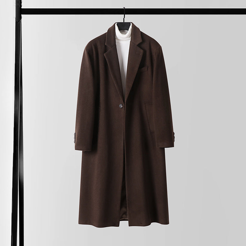 Herren Taillierter Wollmix-Longcoat mit Schalkragen und Ein-Knopf-Verschluss Nord Taschen
