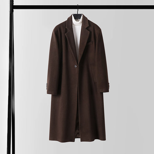 Herren Taillierter Wollmix-Longcoat mit Schalkragen und Ein-Knopf-Verschluss Nord Taschen