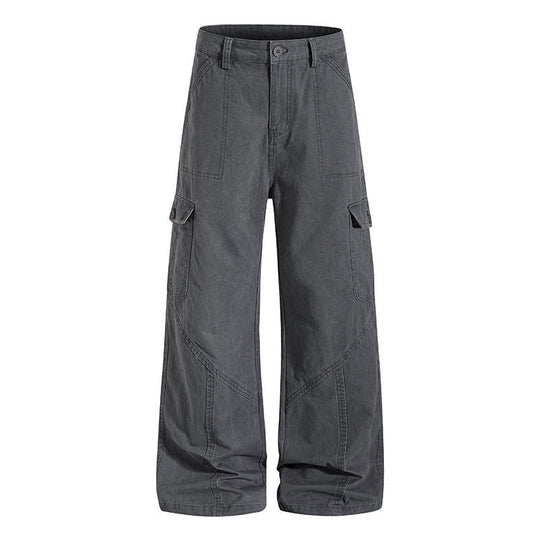 Damen Weite Cargo-Hose aus Baumwoll-Mix mit hohem Bund und Multifunktionstaschen Nord Taschen