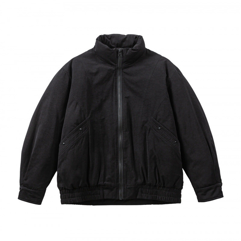 Herren Oversized Bomberjacke aus Veloursleder‑Optik mit hohem Stehkragen und elastischem Saum Nord Taschen