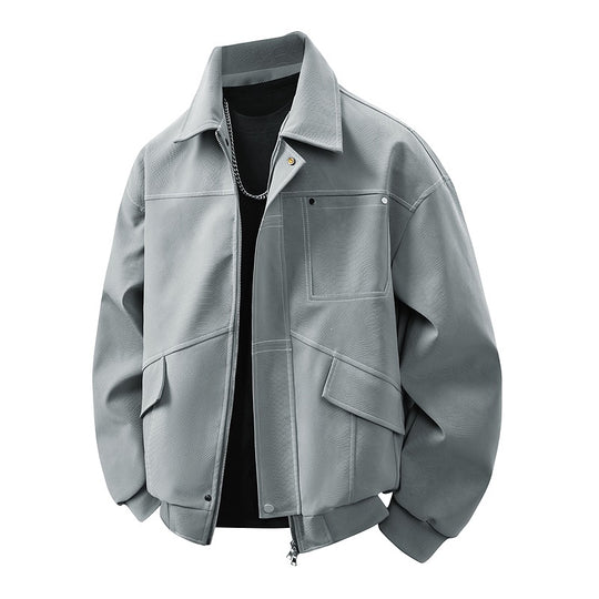 Herren Boxige Utility-Bomberjacke mit aufgesetzten Pattentaschen, verdecktem Zwei-Wege-Reißverschluss & strukturierter Canvas-Optik Nord Taschen