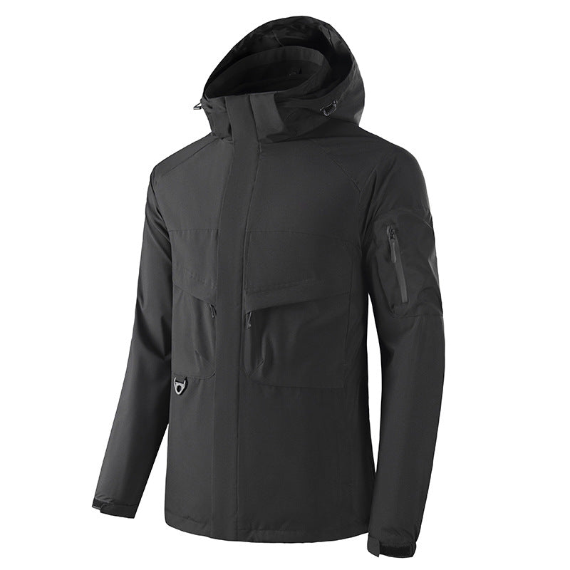 Herren Wasserdichte Softshell-Outdoorjacke mit verschweißten Nähten, taktischen Brusttaschen und verstellbarer Kapuze Nord Taschen