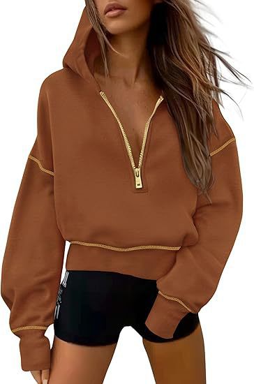 Damen Modischer Kapuzenpullover mit durchgehendem Reißverschluss