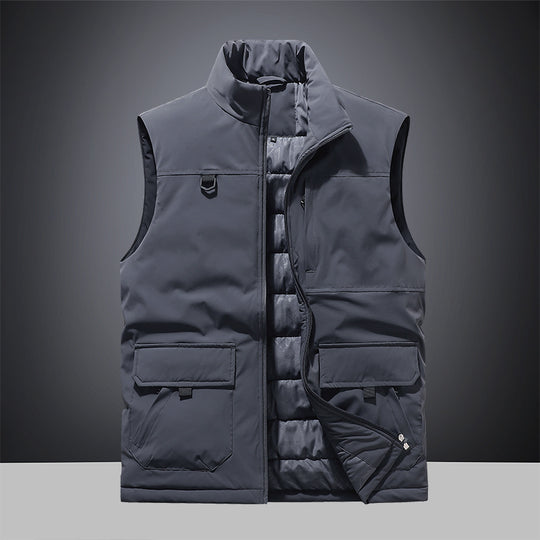 Herren Multifunktionale Wattierte Outdoor-Weste mit Cargo-Taschen und Stehkragen Nord Taschen