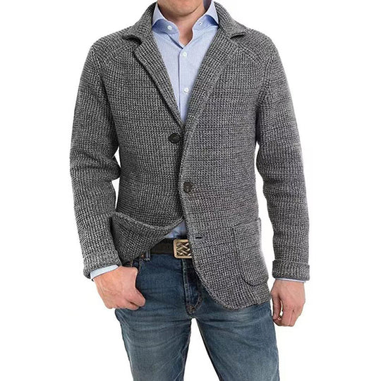 Herren Strukturstrick Sakko-Blazer mit aufgesetzten Taschen Nord Taschen