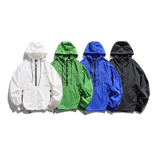 Unisex Leichter Ripstop-Hoodie-Anorak mit Halbreißverschluss, Kordelzug & Reißverschlusstaschen Nord Taschen
