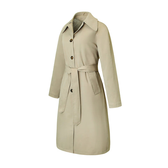 Damen klassischer Trenchcoat mit Taillengürtel und weitem Reverskragen Nord Taschen
