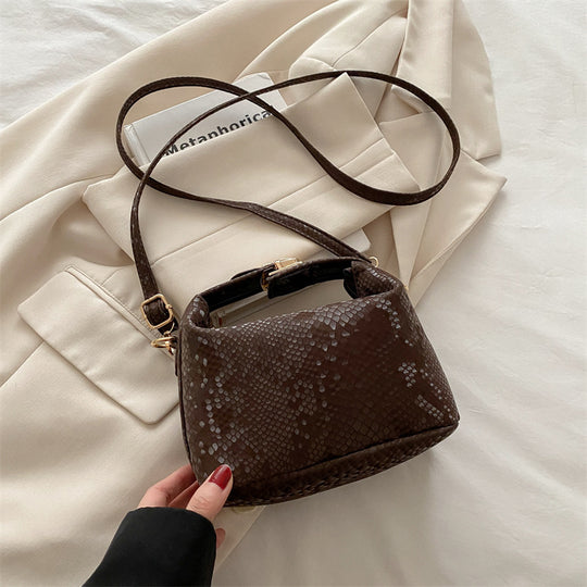 Damen Umhängetasche mit eleganter Schlangenprägung und praktischem Schulterriemen Nord Taschen
